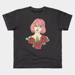 Pastel Rose Girl Kids T-Shirt